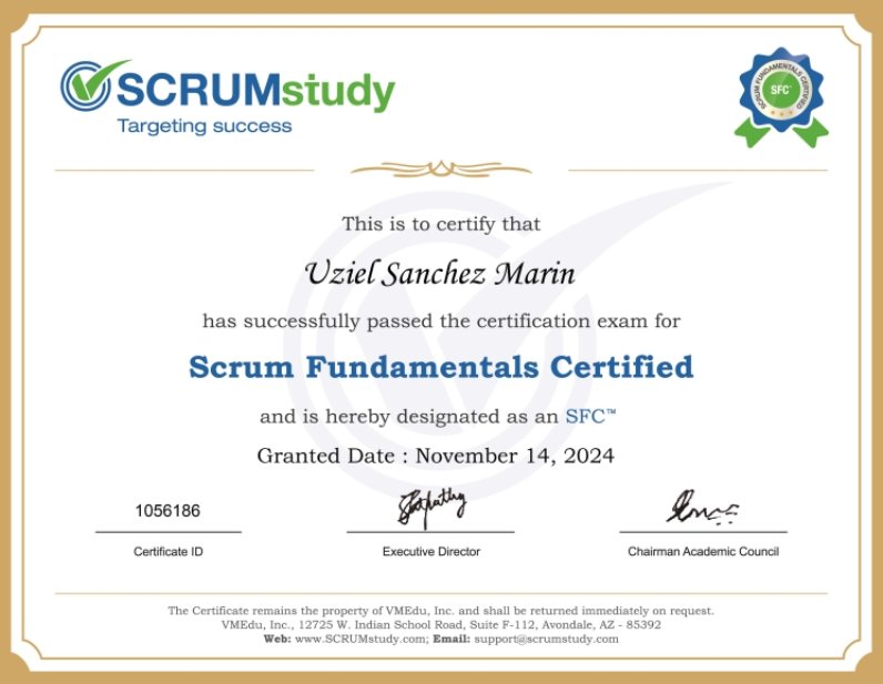 Certificación de SCRUM FUNDAMENTALS (2024)