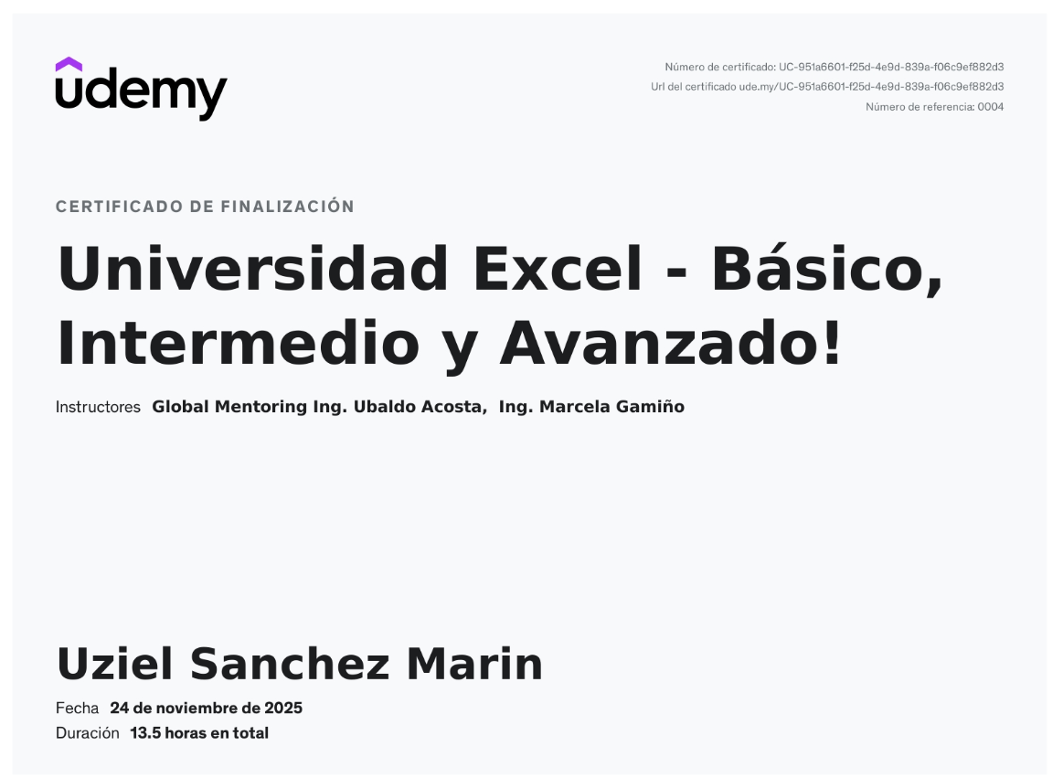 Universidad Excel - Básico, Intermedio y Avanzado!